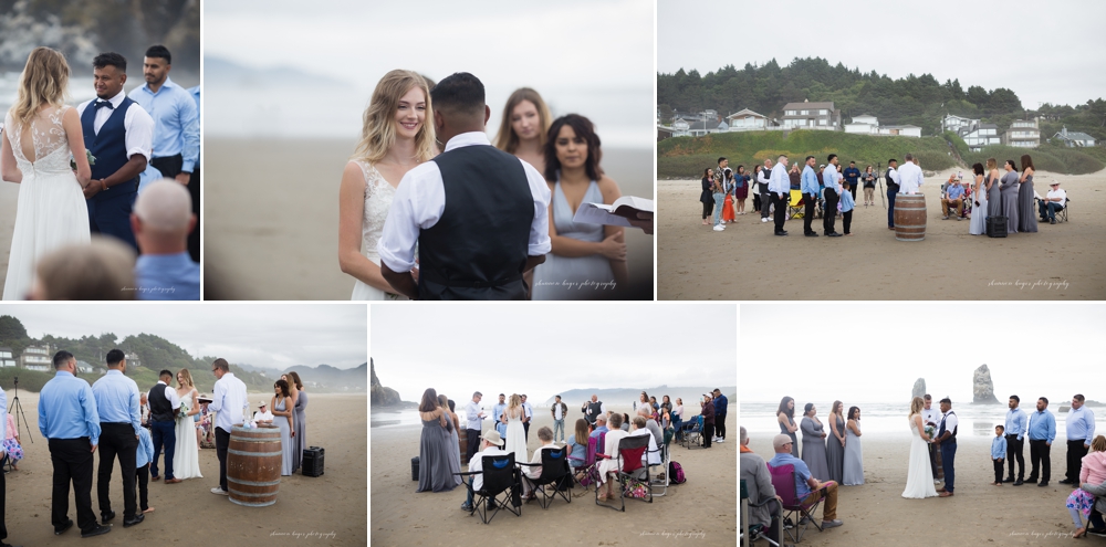 cannon beach wedding in front of haystack rock