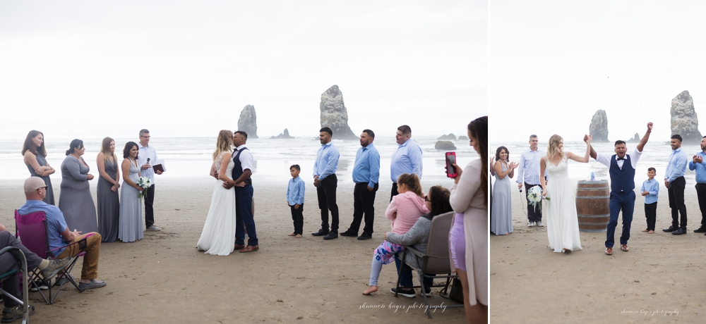 cannon beach wedding in front of haystack rock