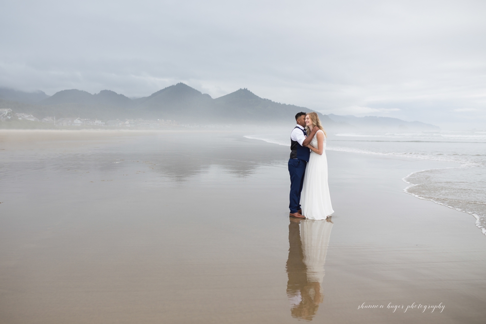 cannon beach wedding in front of haystack rock