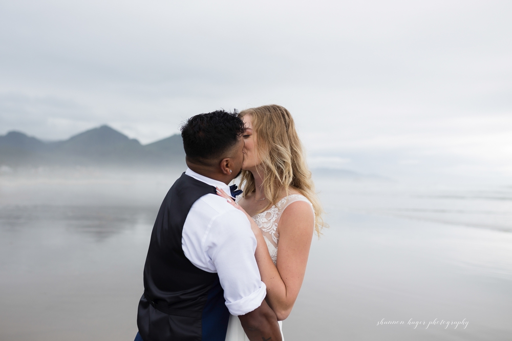 cannon beach wedding in front of haystack rock
