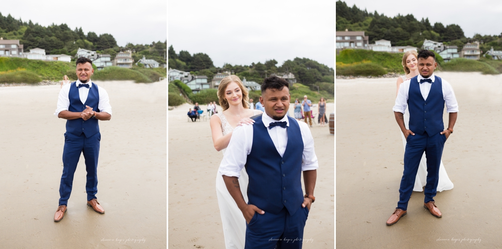 first look wedding on the beach on the oregon coast