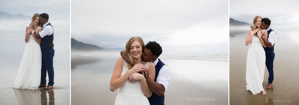 cannon beach wedding in front of haystack rock