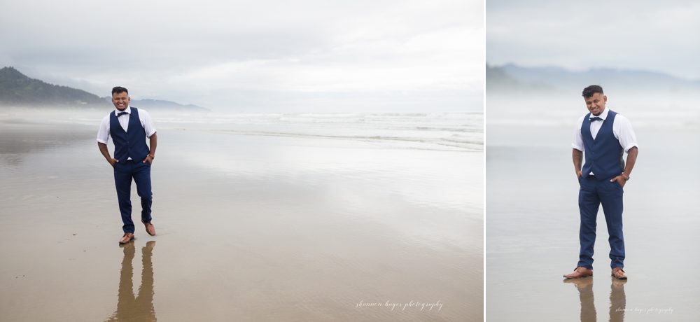 cannon beach wedding in front of haystack rock