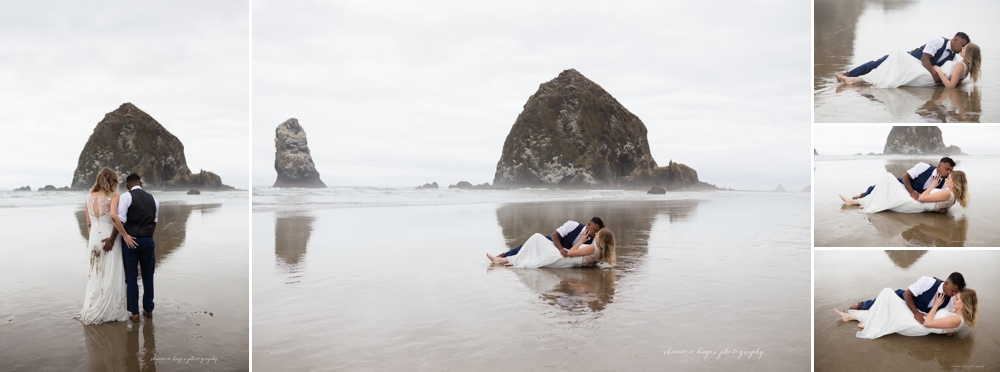 cannon beach wedding in front of haystack rock