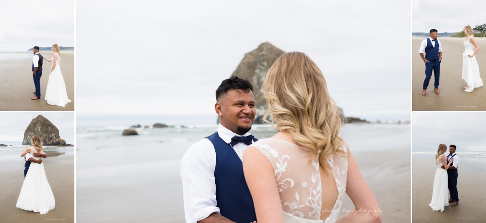 first look wedding on the beach on the oregon coast
