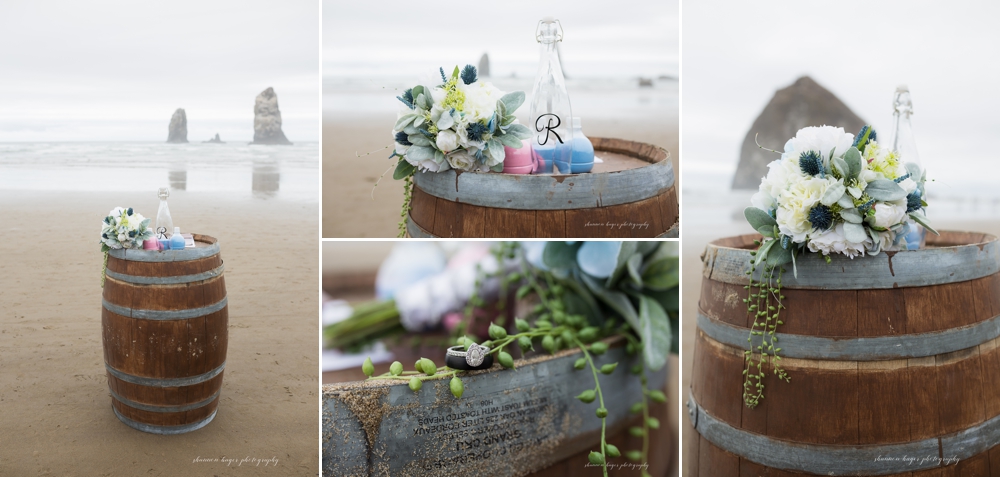 wedding details at oregon coast beach wedding