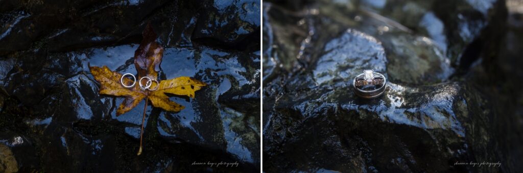 wedding rings in the rain