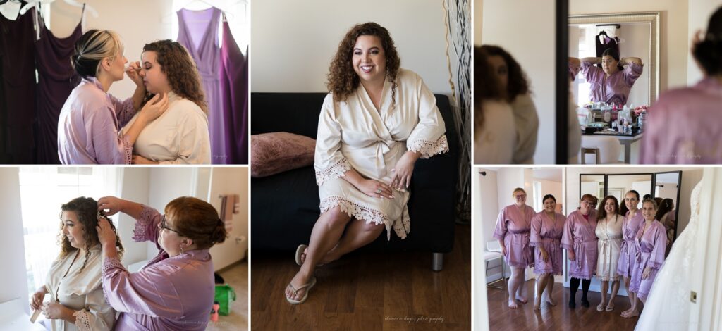 getting ready at aurora colony vineyard wedding venue