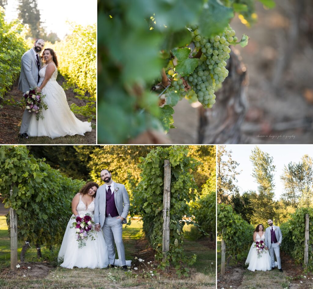wedding photos in an oregon vineyard at aurora colony