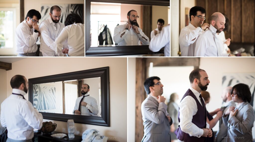 getting ready at aurora colony vineyard wedding venue