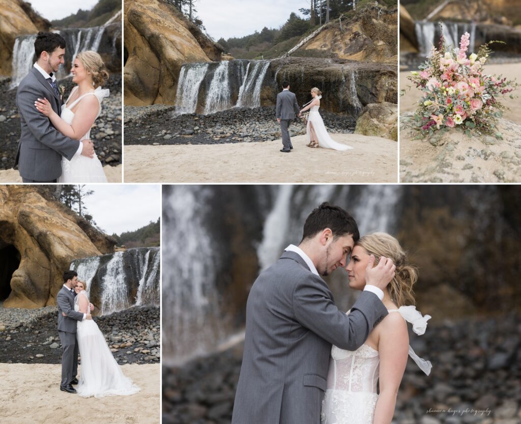 spring elopement photos at hug point