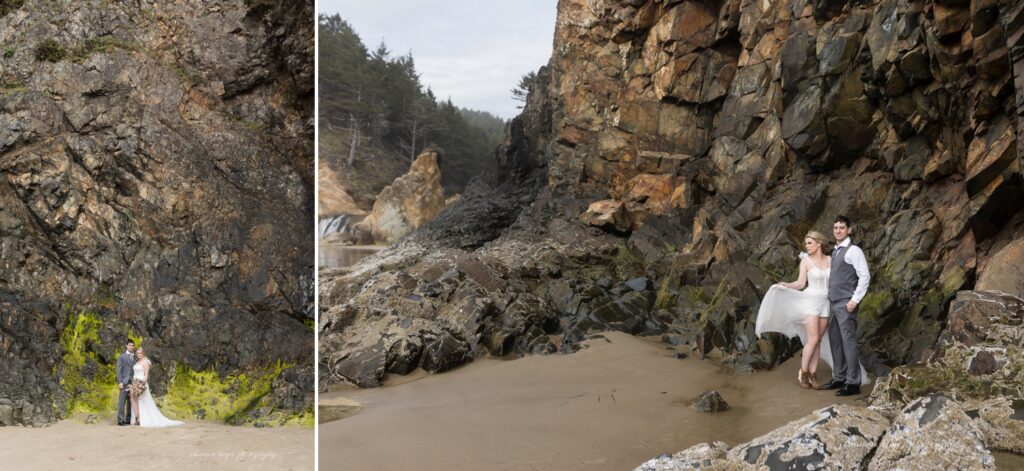 spring elopement photos at cannon beach oregon