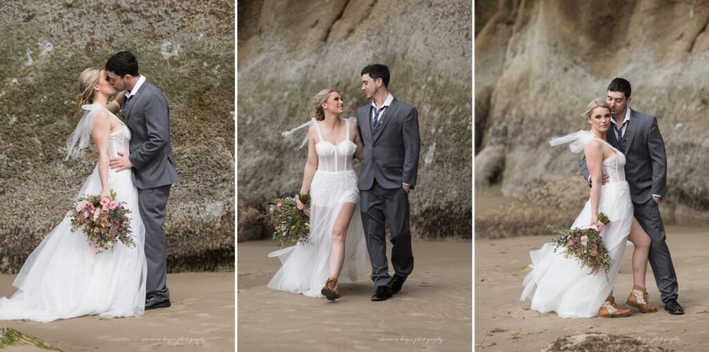 spring elopement photos at cannon beach oregon