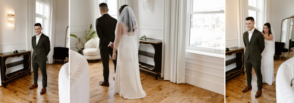 first look at the Arc Light wedding venue bridal suite