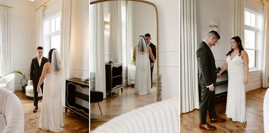 first look at the Arc Light wedding venue bridal suite