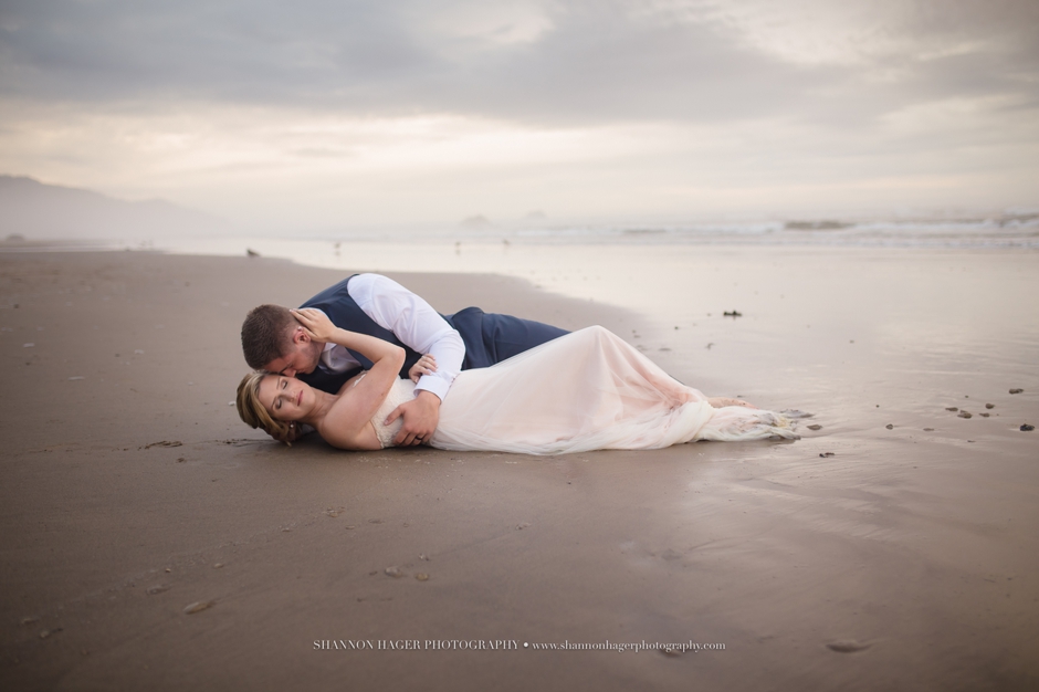 beach wedding portland, trash the dress, hug point, shannon hager photography