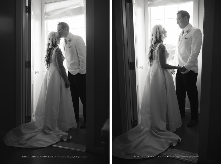 first look, portland wedding photographer, green villa barn, indoor wedding venue