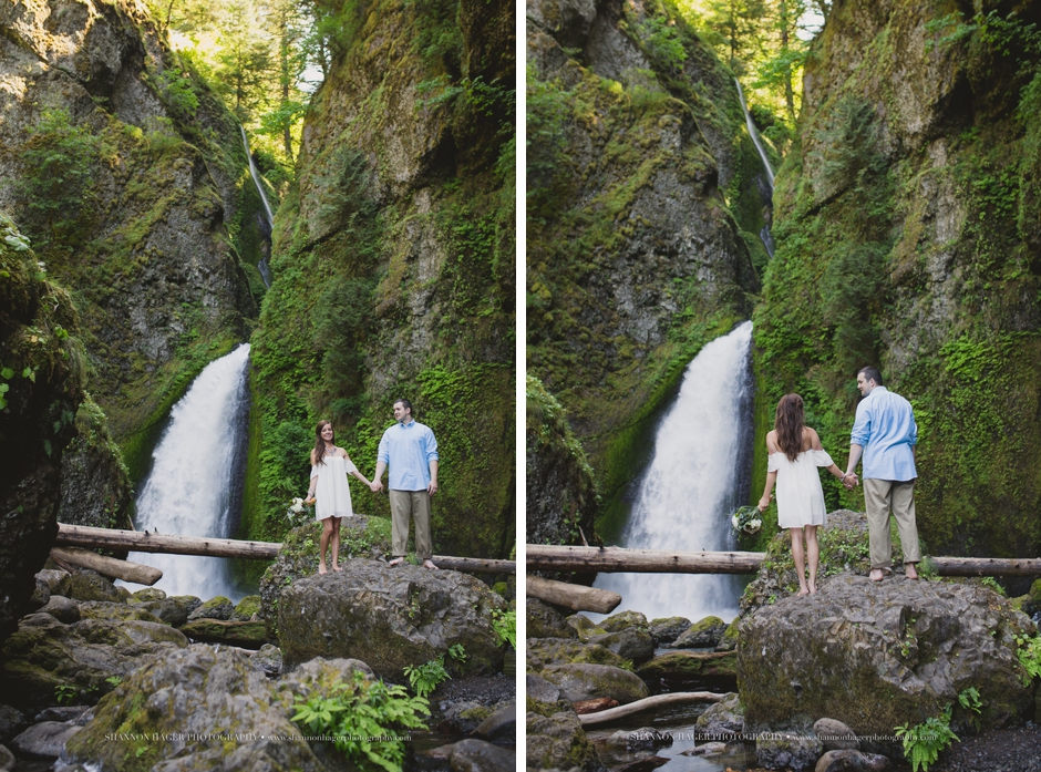 portland oregon engagement photographer, wahclella falls