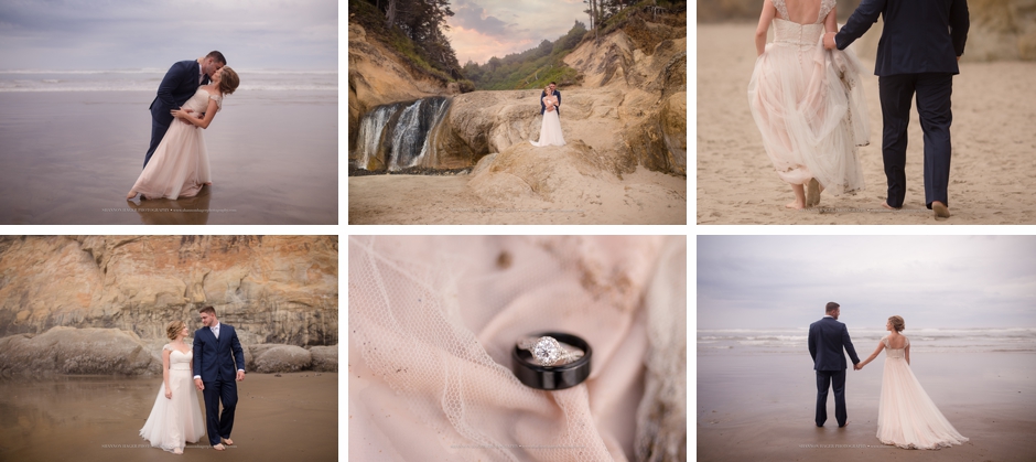Oregon Coast Elopement and Wedding Photographer by Shannon Hager Photography in the summer at Hug Point, Cannon Beach Oregon.