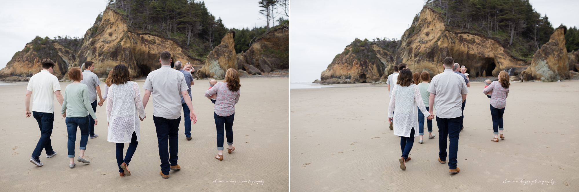 cannon beach family photographer, oregon coast family session, hug point cannon beach, shannon hager photography