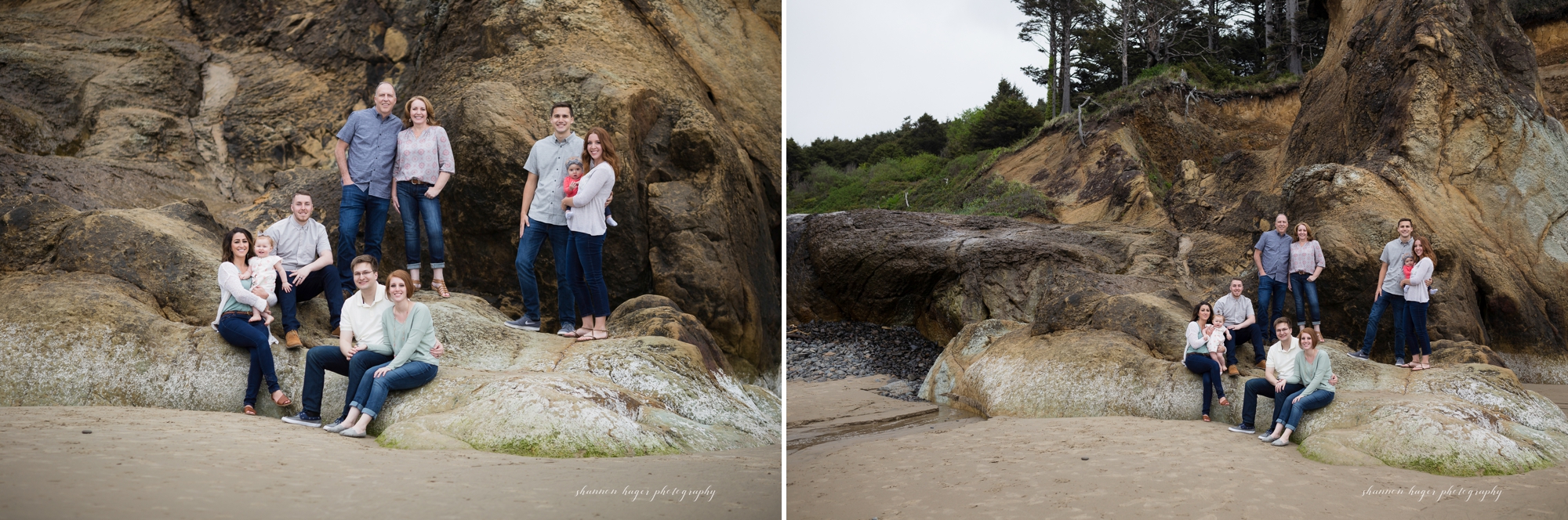 cannon beach family photographer, oregon coast family session, hug point cannon beach, shannon hager photography