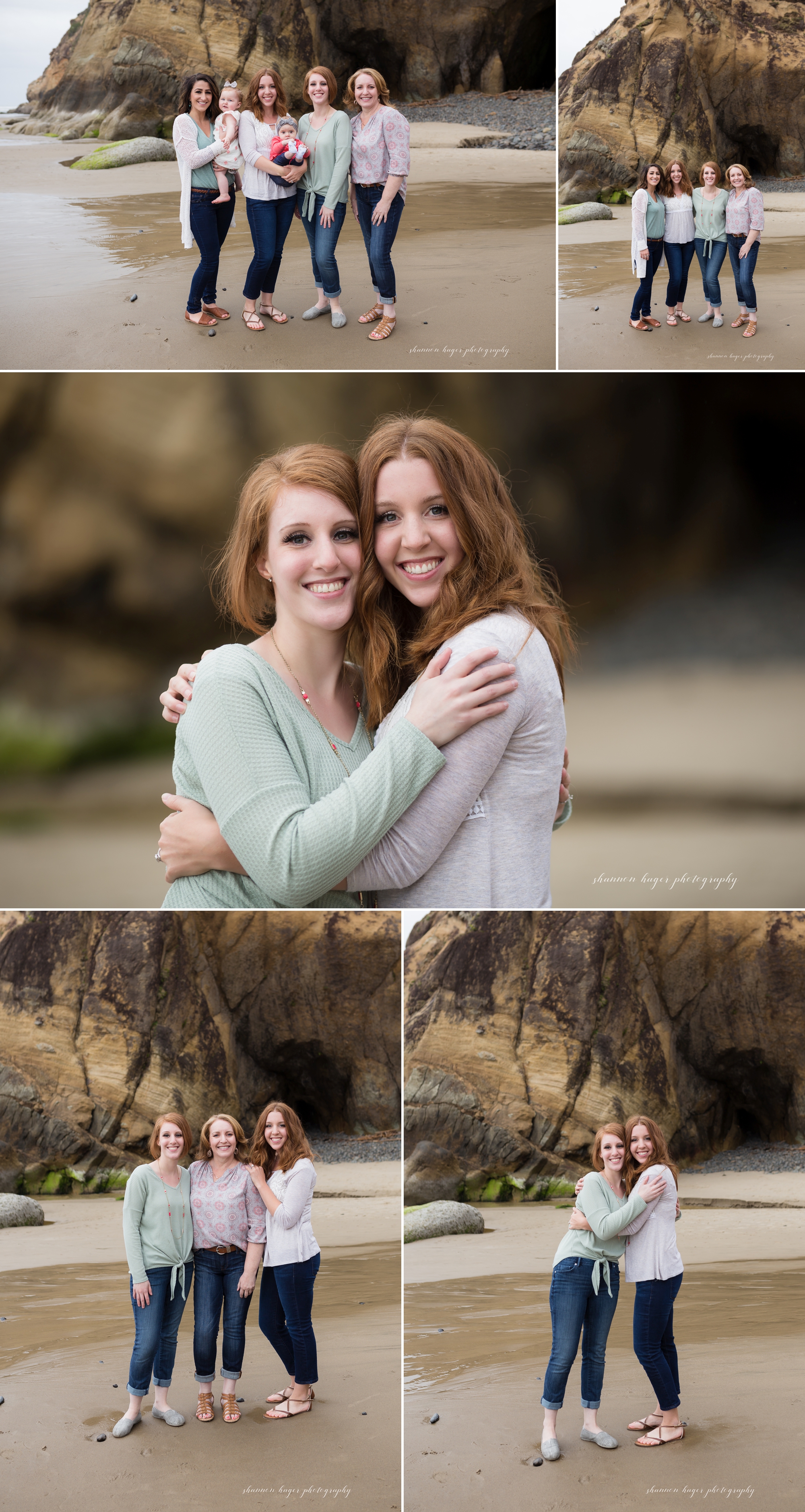 cannon beach family photographer, oregon coast family session, hug point cannon beach, shannon hager photography