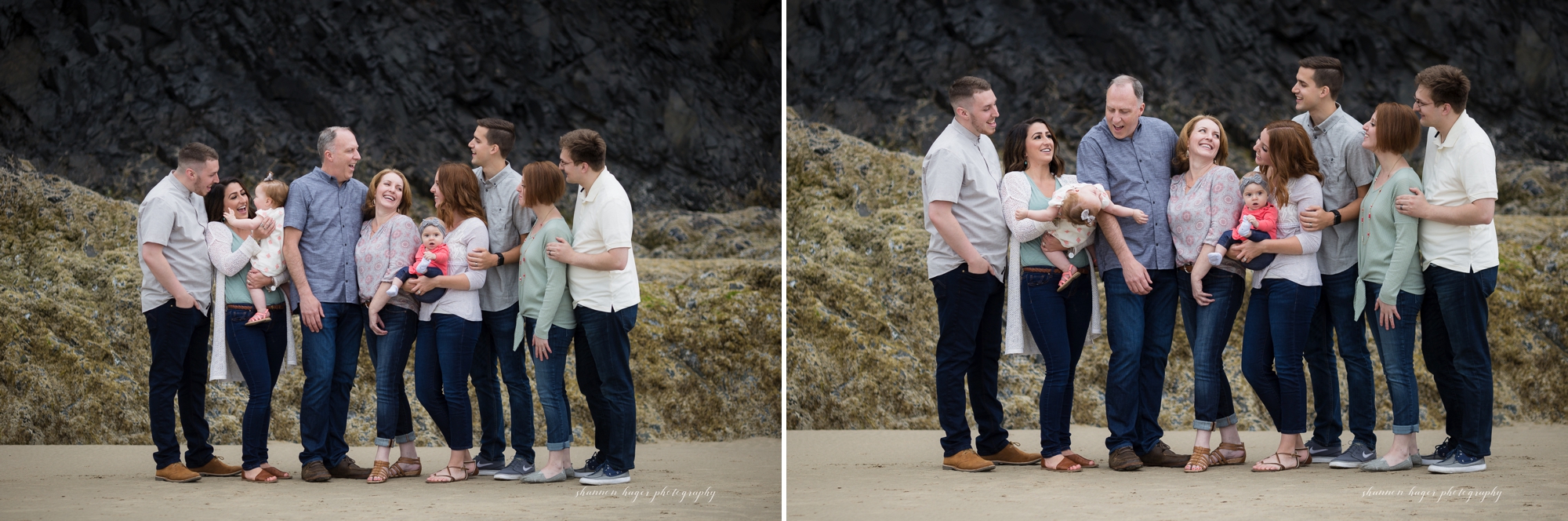 cannon beach family photographer, oregon coast family session, hug point cannon beach, shannon hager photography