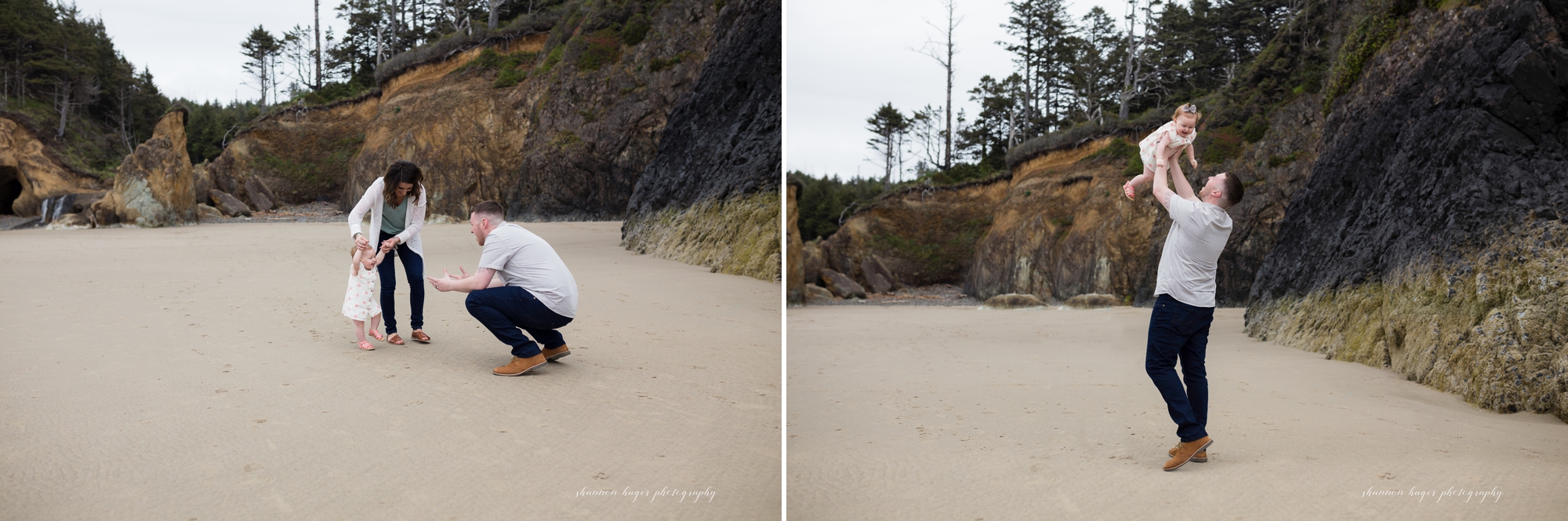 cannon beach family photographer, oregon coast family session, hug point cannon beach, shannon hager photography