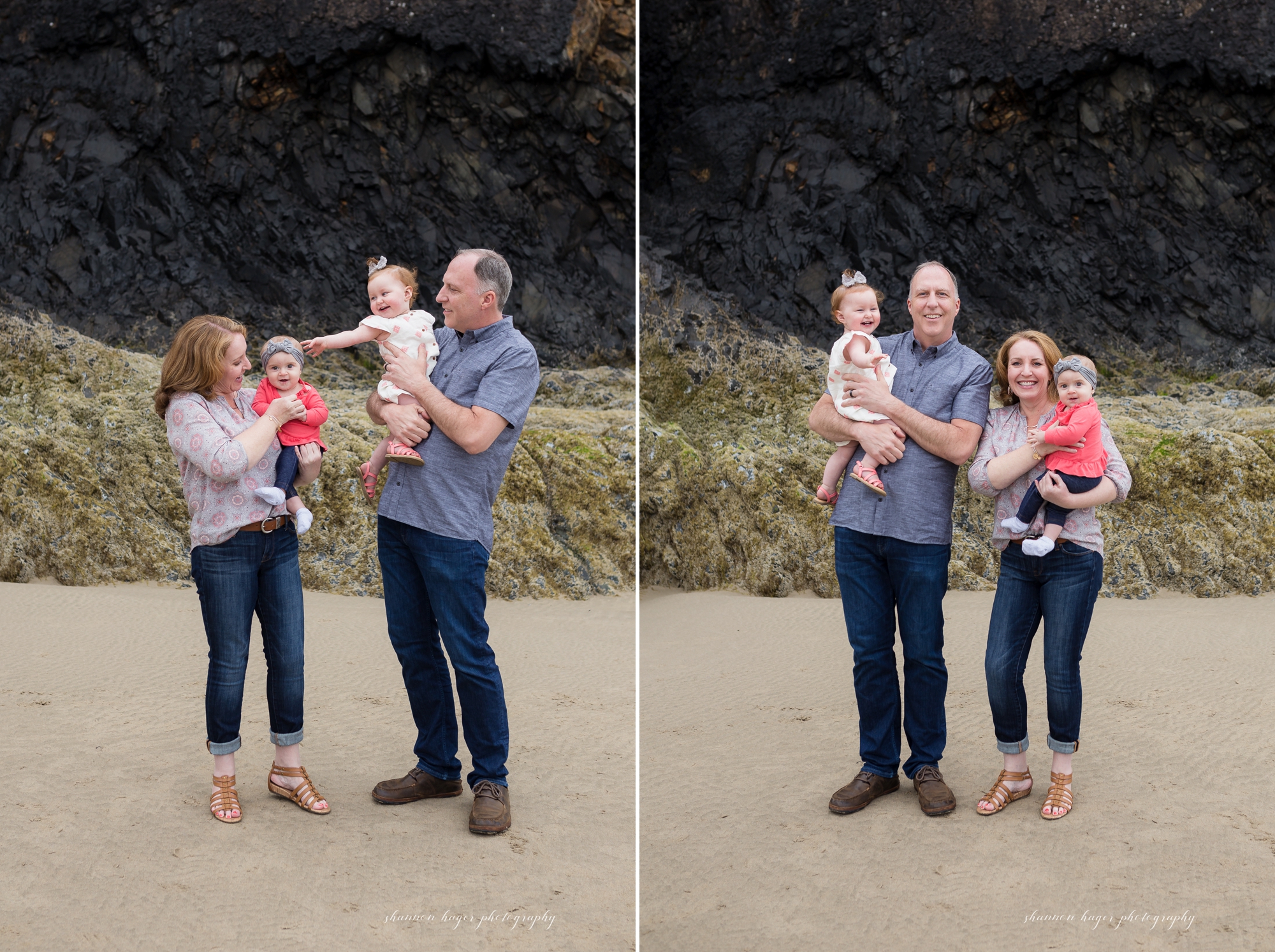 cannon beach family photographer, oregon coast family session, hug point cannon beach, shannon hager photography