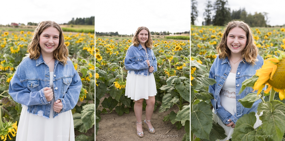 sherwood oregon senior photos in sunflower field
