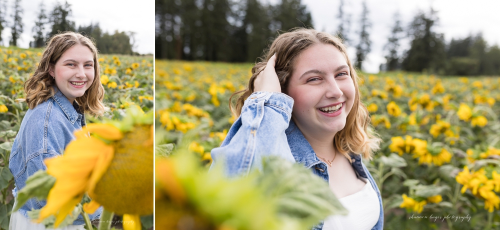 sherwood oregon senior photos in sunflower field