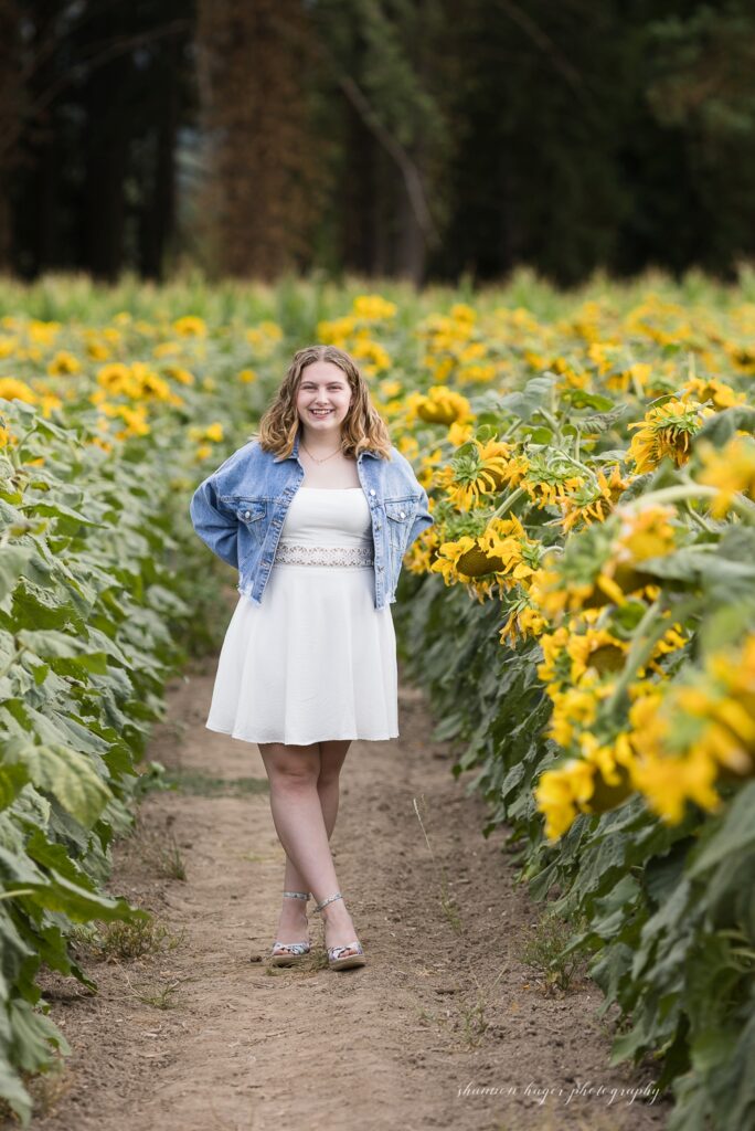 sherwood oregon senior photos in sunflower field