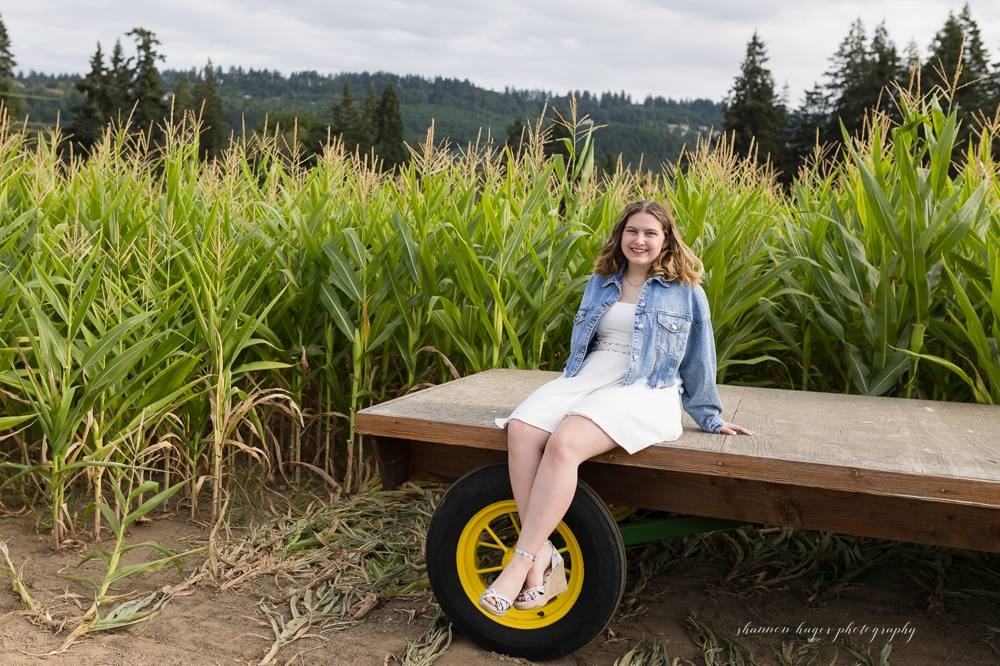 sherwood oregon senior photos in sunflower field