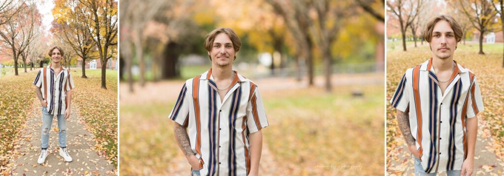 tualatin senior photo in fall leaves