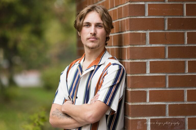 tualatin senior photo in fall leaves