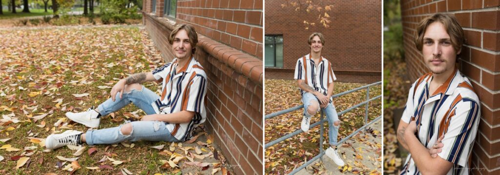 tualatin senior photo in fall leaves