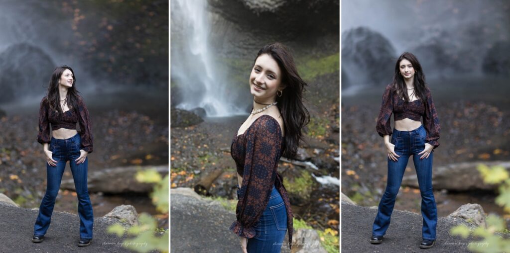 senior photos at latourel falls in oregon
