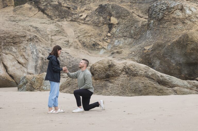 cannon beach wedding proposal on oregon coast