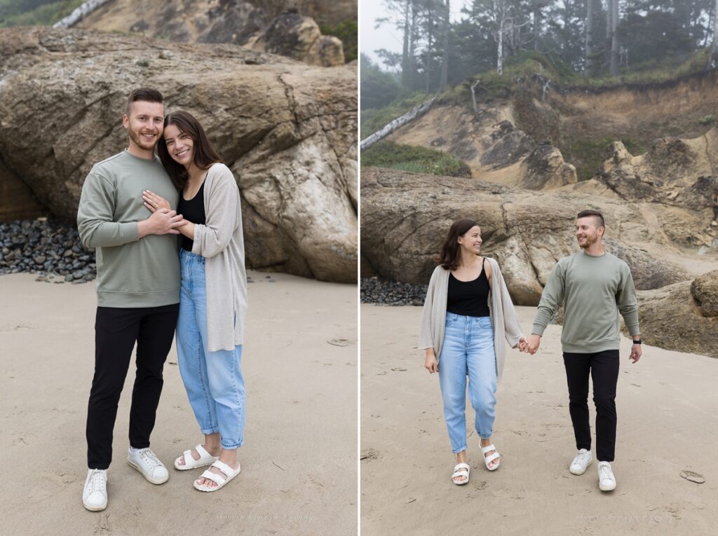 cannon beach wedding proposal at hug point