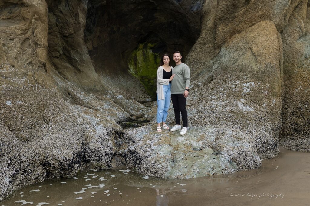 cannon beach wedding proposal on oregon coast