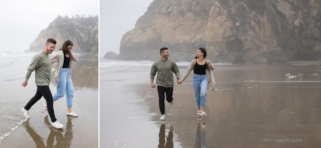 cannon beach wedding proposal on oregon coast