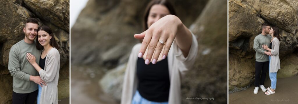 cannon beach wedding proposal on oregon coast