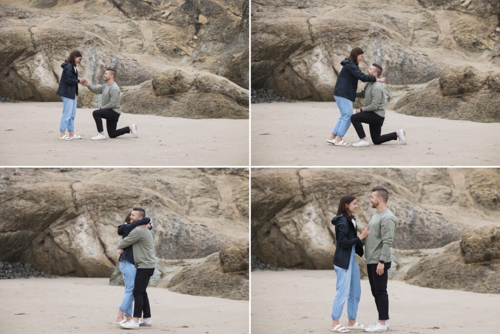cannon beach wedding proposal at hug point