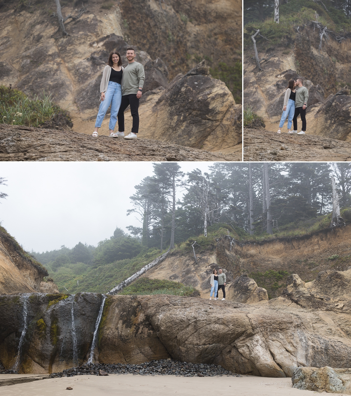 cannon beach wedding proposal at hug point