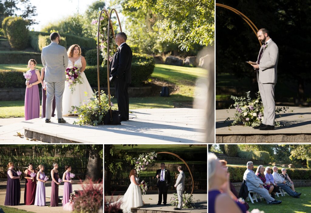 fall wedding ceremony at Aurora Colony Vineyards