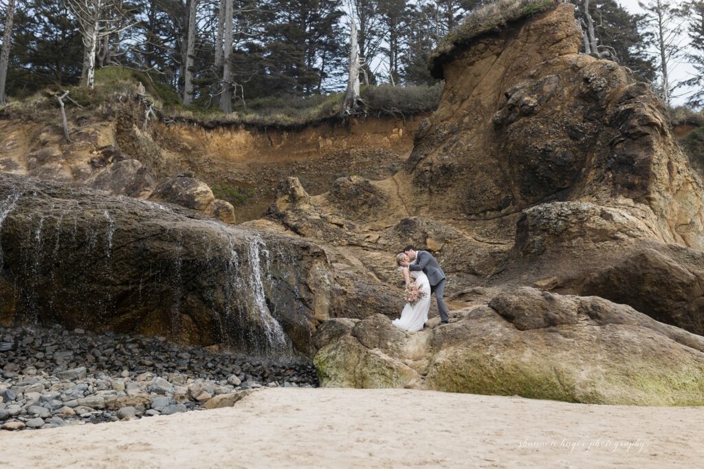 spring elopement photos at cannon beach oregon