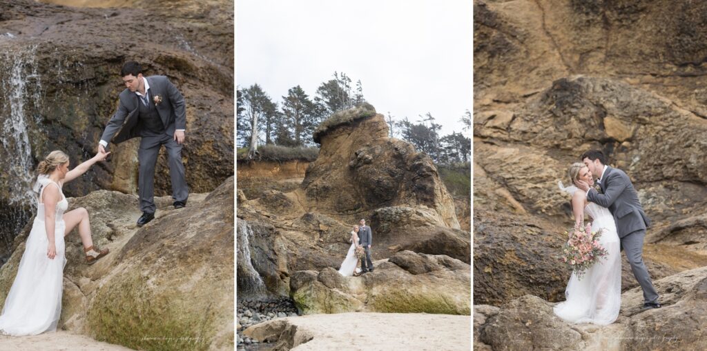 spring elopement photos at hug point