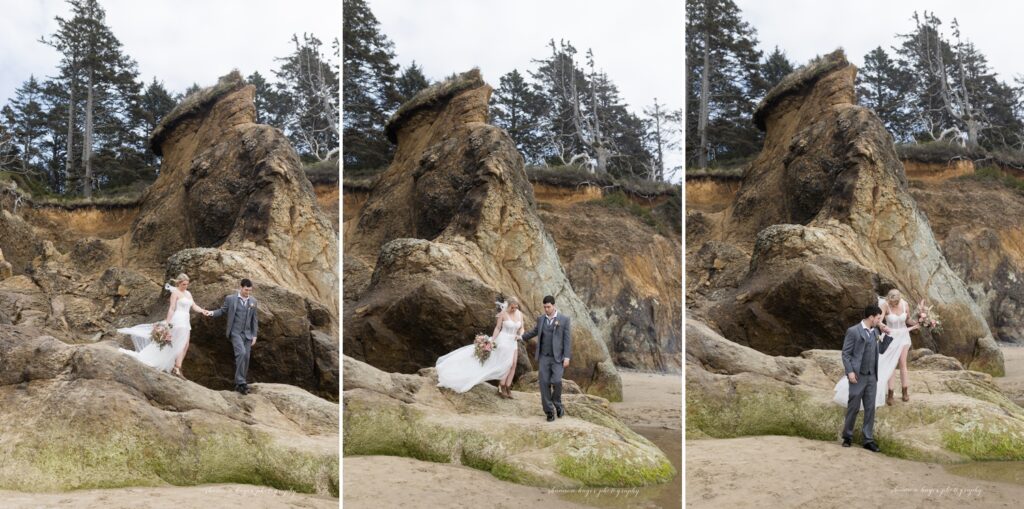 spring elopement photos at hug point