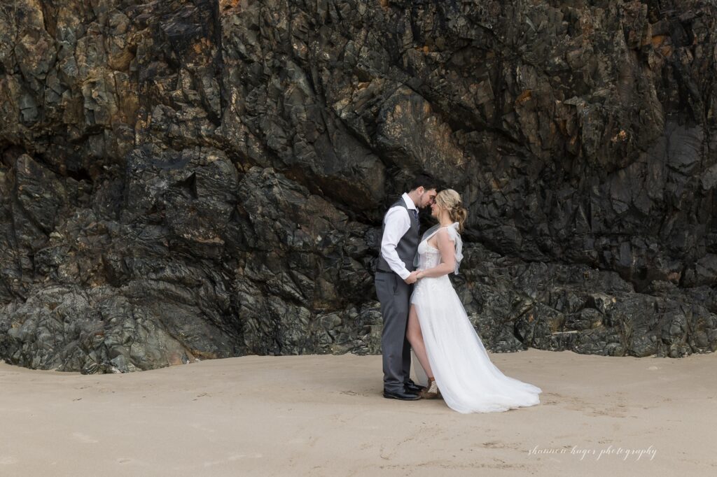 spring elopement photos at cannon beach oregon