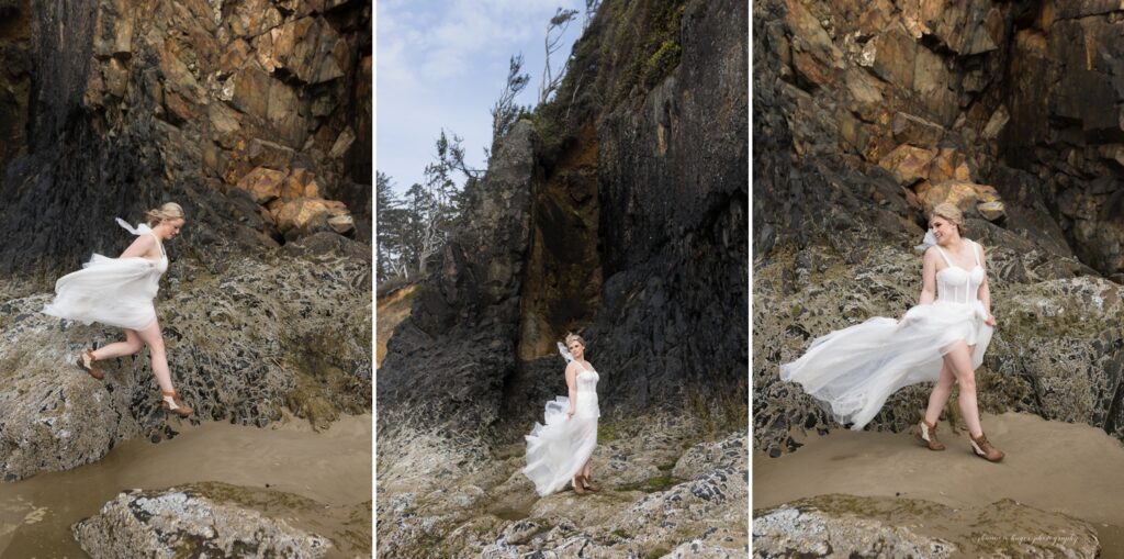 spring elopement photos at hug point